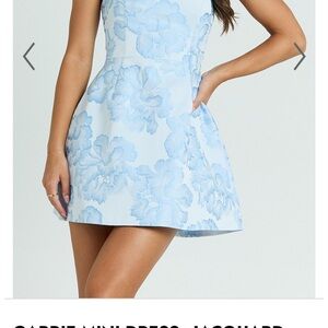 Showpo Light Blue Floral Jacquard Mini Dress